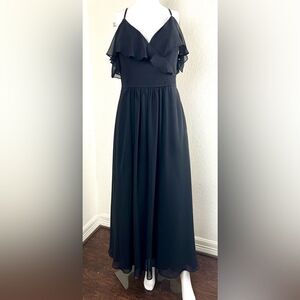 Morilee Madeline Gardner Black Chiffon Spaghetti Strap Dress